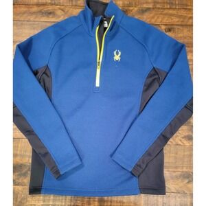 Spyder Men's Blue Waffle Knit 1/4 Zip‎ Fleece Pullover Jacket Size M